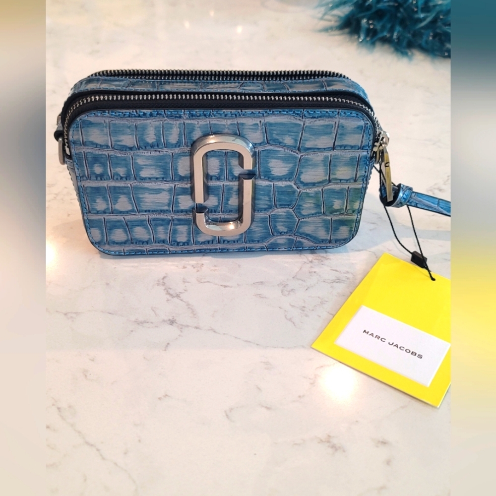 Marc Jacobs Blue Croc-Embossed Crossbody- Blue NWT